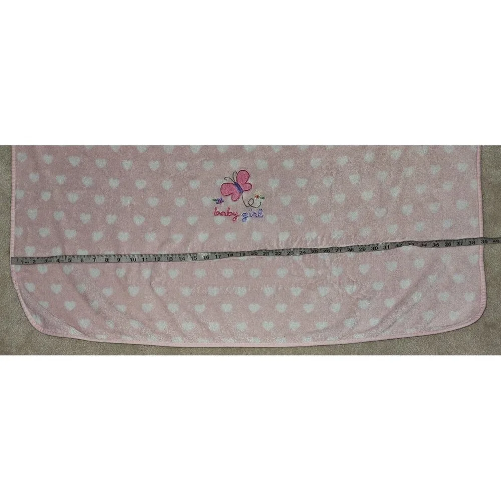 Garanimals  Pink White Hearts Baby Girl Fleece Blanket Butterfly Flowers 28x39